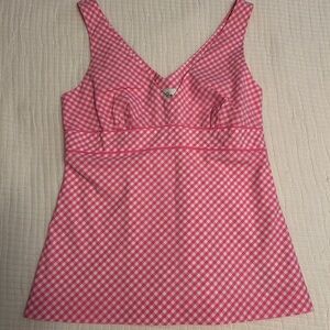 Lilly Pulitzer Pink Gingham Fitted Tank Top